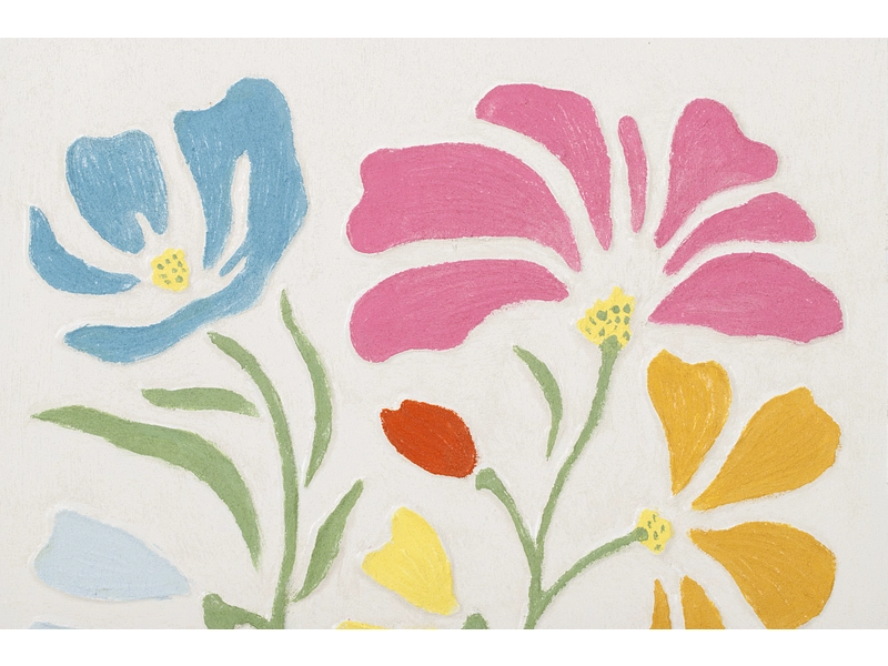 Toile imprimée et peinte main SOLEYA 1 pièce multicolore