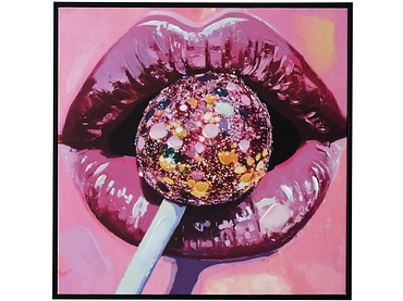 Bedruckte und handbemalte Leinwand LOLLIPOP 1 Stück mehrfarbig