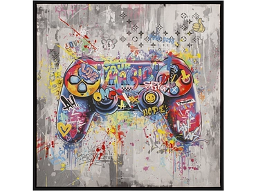 Bedruckte und handbemalte Leinwand PLAY 1 Stück mehrfarbig