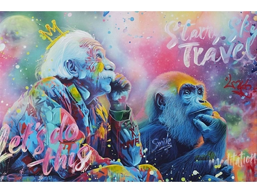 Toile imprimée et peinte main BRAINY 1 pièce multicolore