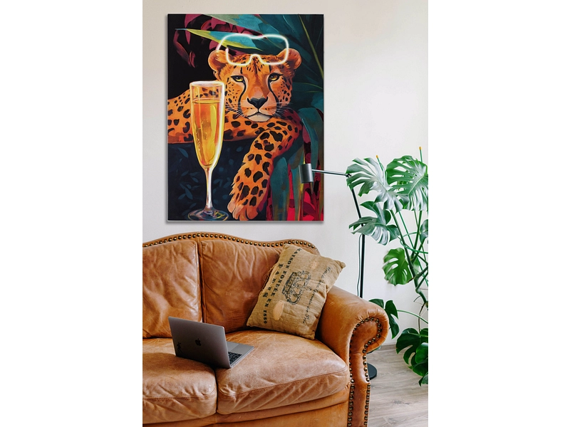 Bedruckte und handbemalte Leinwand LÉODOR 1 Stück mehrfarbig