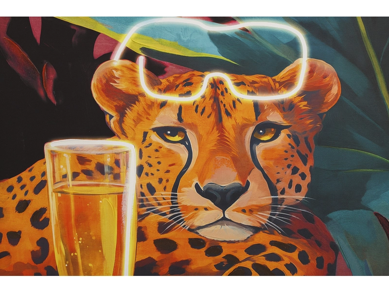 Bedruckte und handbemalte Leinwand LÉODOR 1 Stück mehrfarbig