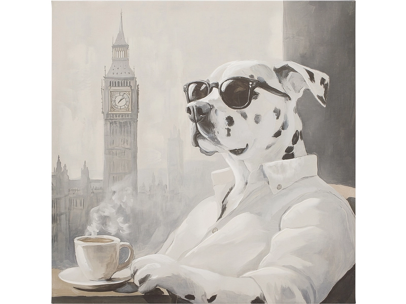 Tela stampata e dipinta a mano BRUCE 1 pezzo multicolore 60x60x3cm