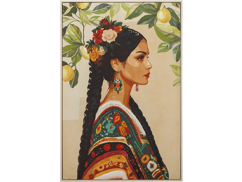 Tela stampata e dipinta a mano LEYLA 1 pezzo multicolore 62.5x92.5x3.5cm