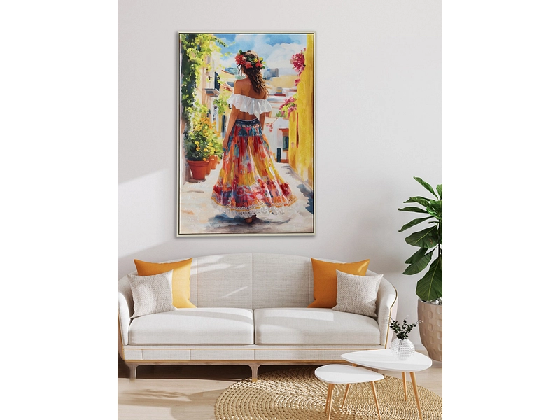 Bedruckte und handbemalte Leinwand ANDALOUSE 1 Stück mehrfarbig