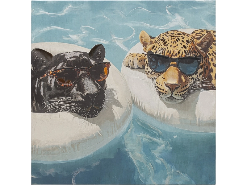 Tela stampata e dipinta a mano CHILL 1 pezzo multicolore 80x80x3.5cm