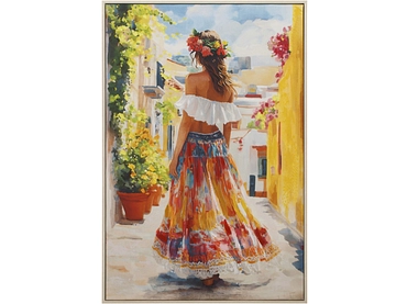 Bedruckte und handbemalte Leinwand ANDALOUSE 1 Stück mehrfarbig