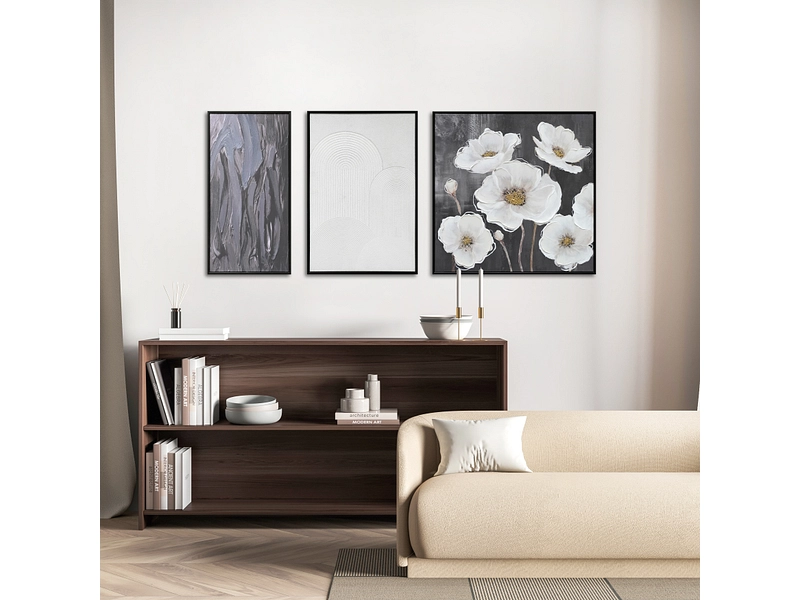 Toile imprimée et peinte main VIRELLO 1 pièce noir