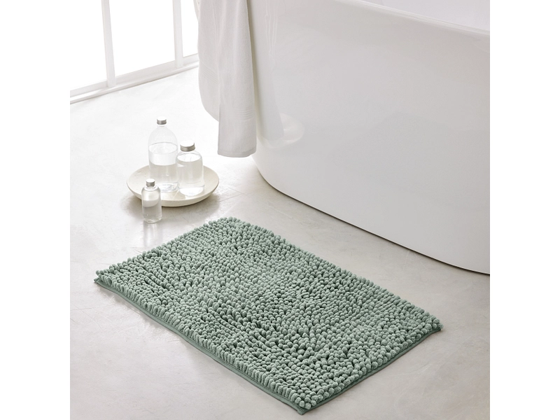 Set tapis de salle de bain et rideau de douche FELIX vert