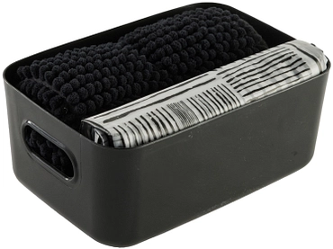Set tapis de salle de bain et rideau de douche FELIX noir