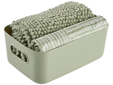 Set tapis de salle de bain et rideau de douche FELIX vert