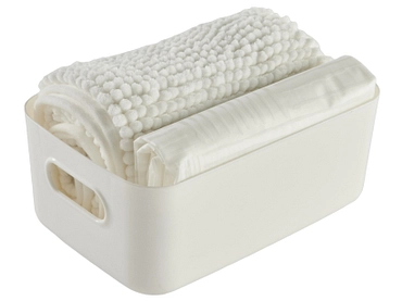 Set tapis de salle de bain et rideau de douche FELIX blanc