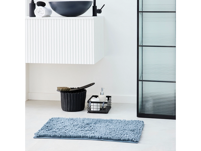 Set aus Badteppich und Duschvorhang FELIX blau