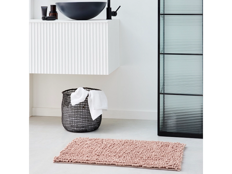 Set aus Badteppich und Duschvorhang FELIX rosa