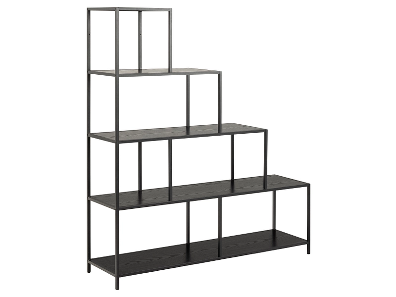 Seaford Bookcase with 4 Shelves and 1 Drawer in Black, Black