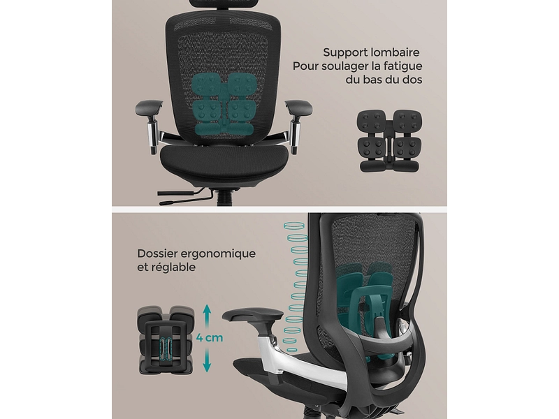 Fauteuil de bureau ergonomique SONGMICS POWERSIT