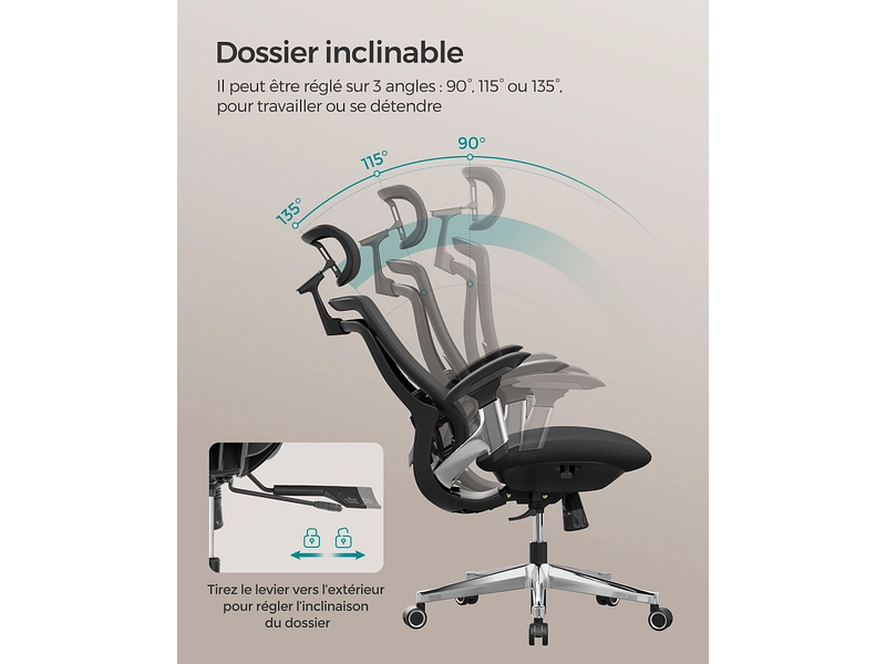 Fauteuil de bureau ergonomique SONGMICS POWERSIT