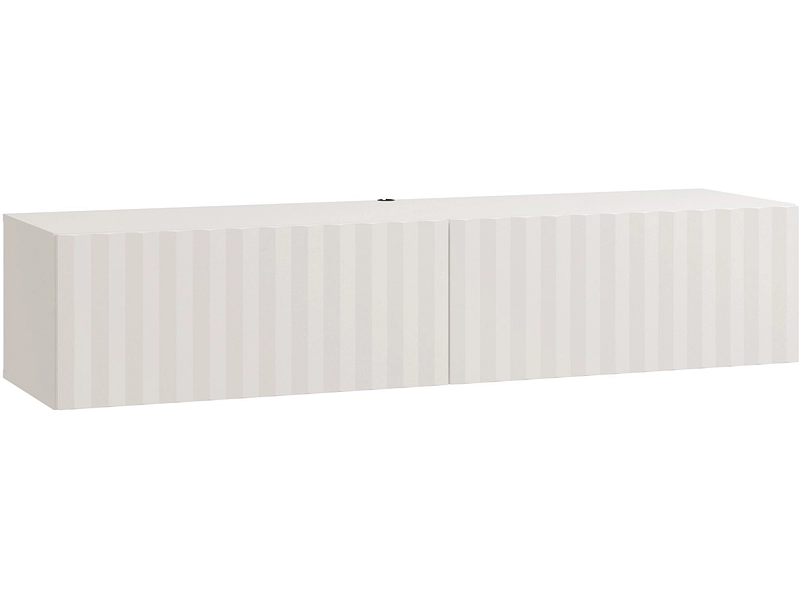 Mobile TV Sospensione Parete Lucido 120 Cm - 3 Ante (1 In Vetro) - Compensato Laminato, Bianco