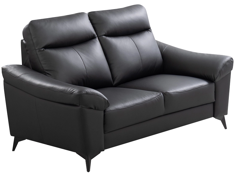 2er Sofa LUNA Echtleder / Synthetisches Leder schwarz