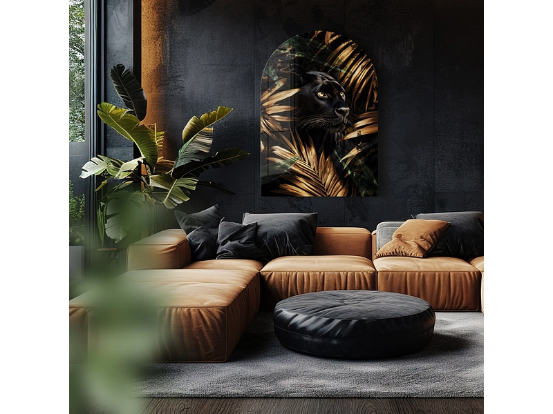 Quadro in vetro BLACK PANTHER 1 pezzo vetro dorato