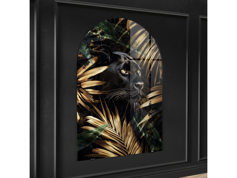 Quadro in vetro BLACK PANTHER 1 pezzo vetro dorato