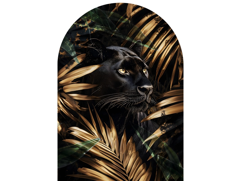 Quadro in vetro BLACK PANTHER 1 pezzo vetro dorato