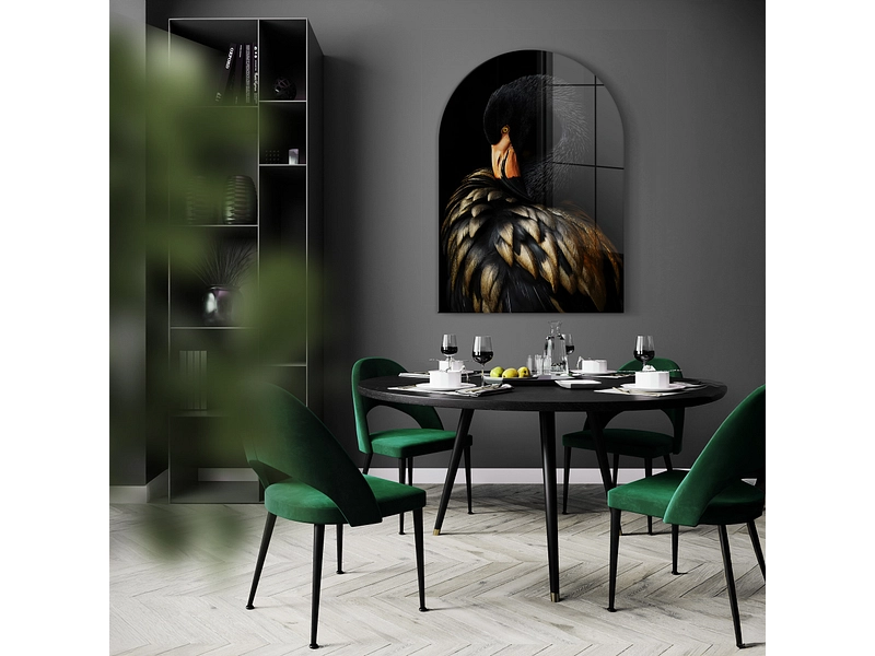 Quadro in vetro BLACK FLAMINGO 1 pezzo vetro nero