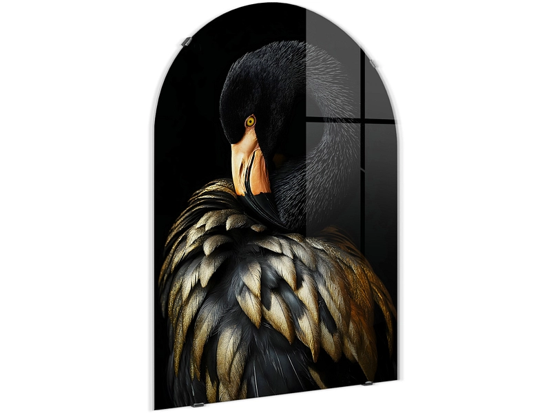 Quadro in vetro BLACK FLAMINGO 1 pezzo vetro nero