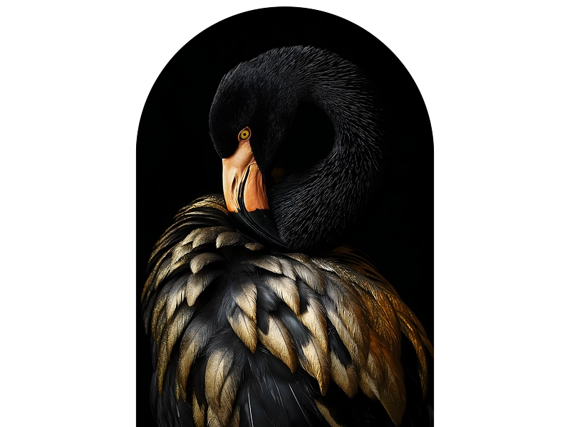 Quadro in vetro BLACK FLAMINGO 1 pezzo vetro nero