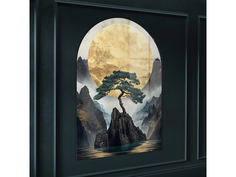 Tableau en verre SATO 1 pièce verre doré Tableau en verre SATO 1 pièce verre doré