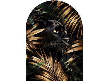 Quadro in vetro BLACK PANTHER 1 pezzo vetro dorato