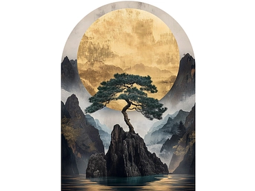 Tableau en verre SATO 1 pièce verre doré