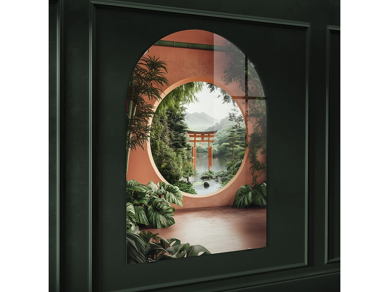 Tableau en verre KARAKURA 1 pièce verre terracotta