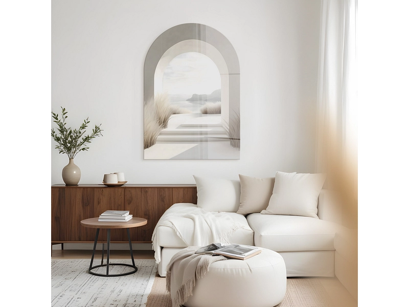 Tableau en verre PULAU 1 pièce verre blanc