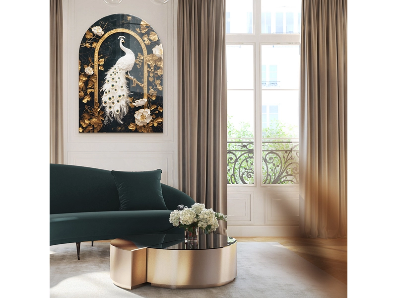 Glasbild PEACOCK 1 Stück glas gold