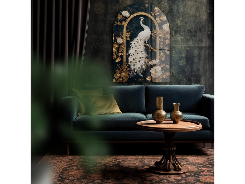 Glasbild PEACOCK 1 Stück glas gold
