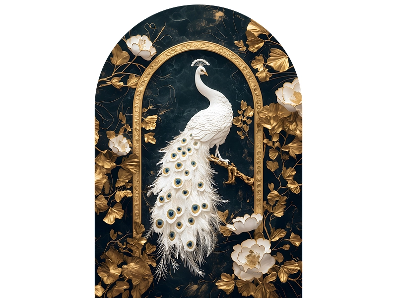 Glasbild PEACOCK 1 Stück glas gold