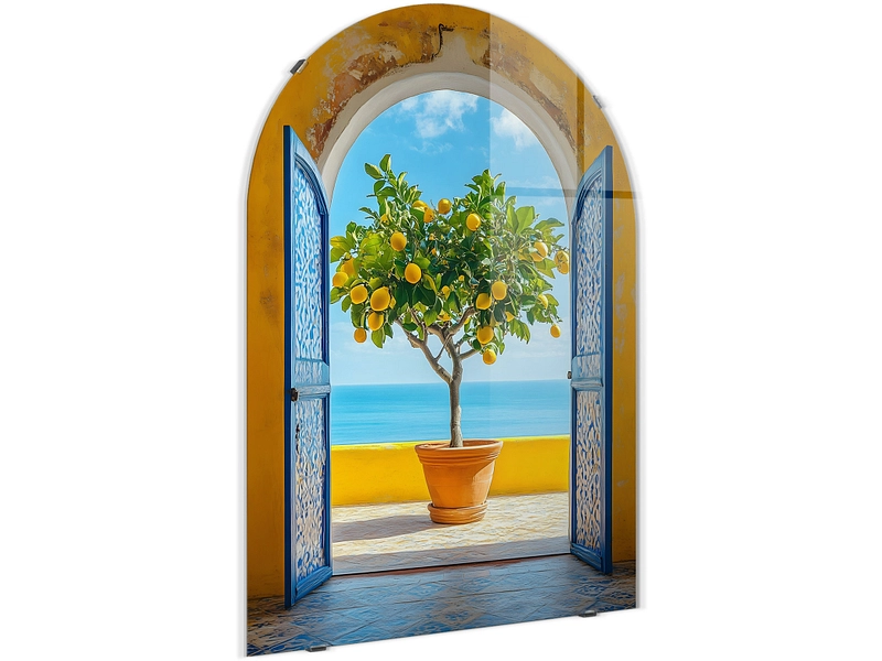 Quadro in vetro MANAROLA 1 pezzo vetro giallo Quadro in vetro MANAROLA 1 pezzo vetro giallo