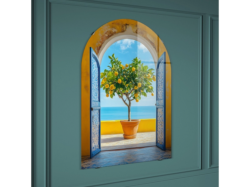 Quadro in vetro MANAROLA 1 pezzo vetro giallo Quadro in vetro MANAROLA 1 pezzo vetro giallo