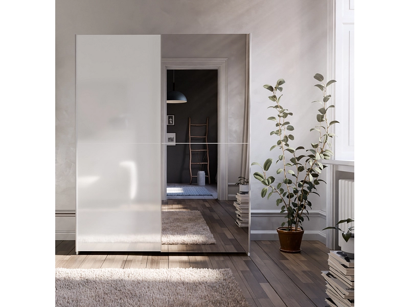 Schwebetürenschrank PAULINE weiss glänzend