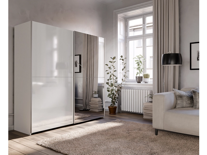 Armoire portes coulissantes PAULINE blanc brillant