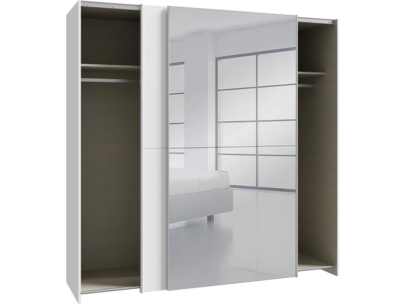 Armoire portes coulissantes PAULINE blanc brillant