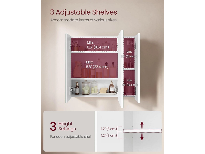 Specchio per il bagno rettangolo SONGMICS NAYANA