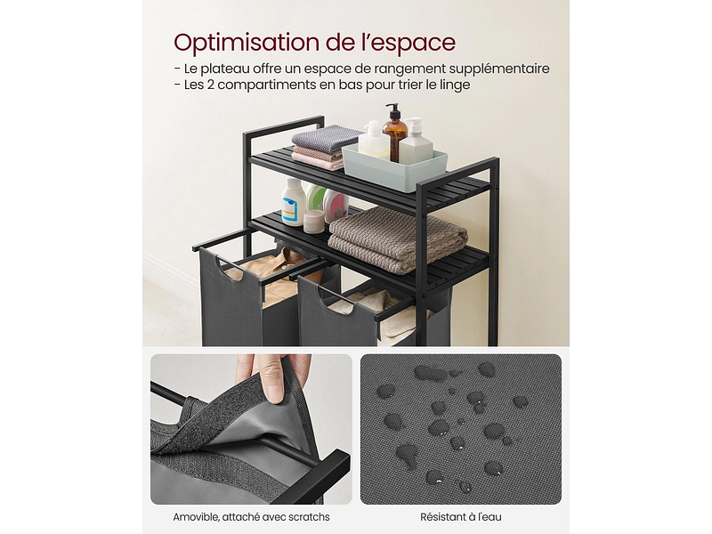 SONGMICS Wäschekorb TRIOVA schwarz