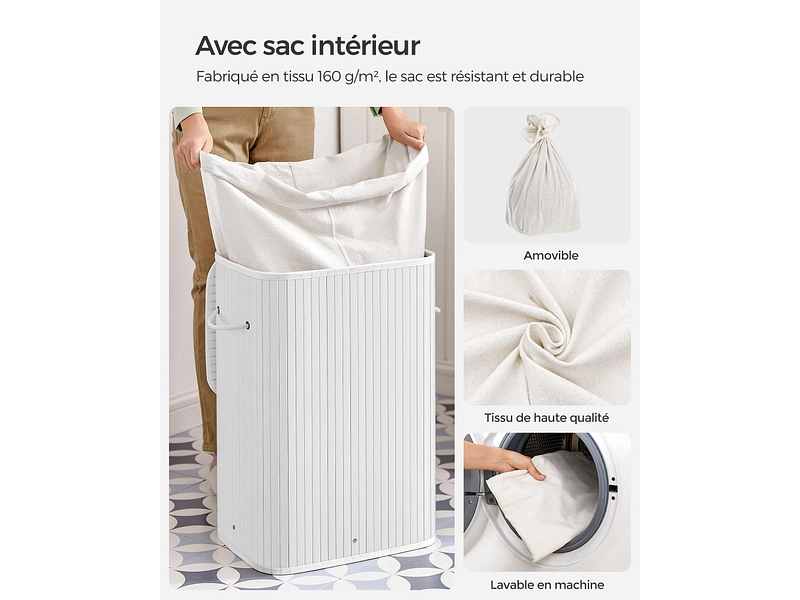 SONGMICS Portabiancheria LAVO bianco