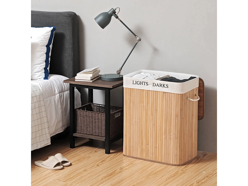 SONGMICS Wäschekorb LAVONA natürliches holz