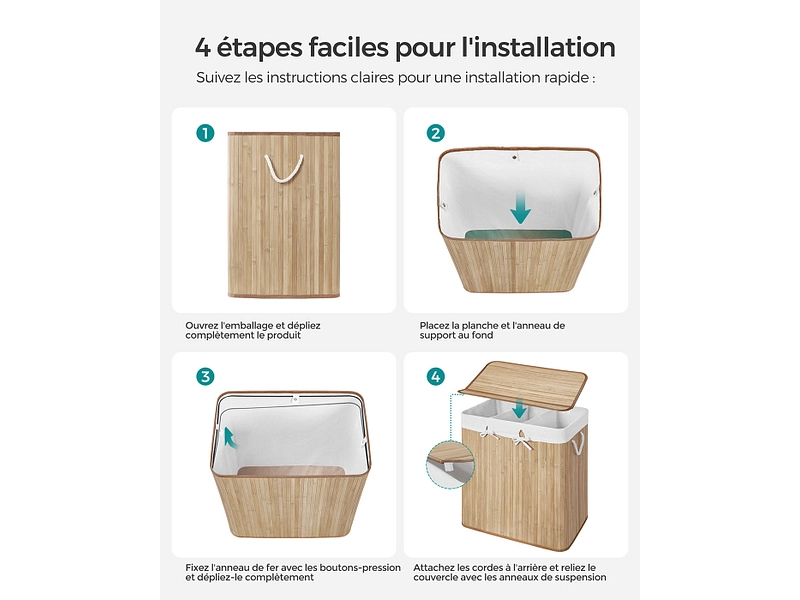 SONGMICS Portabiancheria LAVONA legno naturale