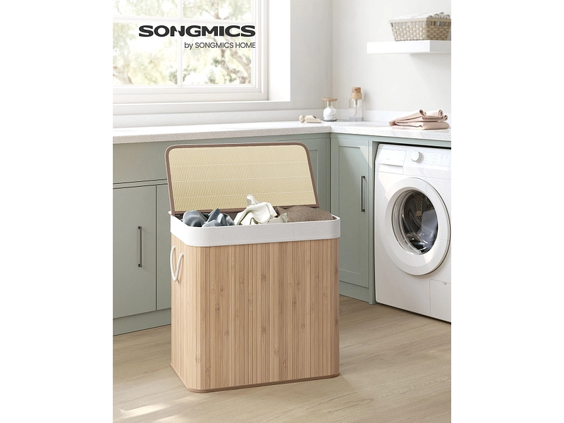SONGMICS Portabiancheria LAVONA legno naturale
