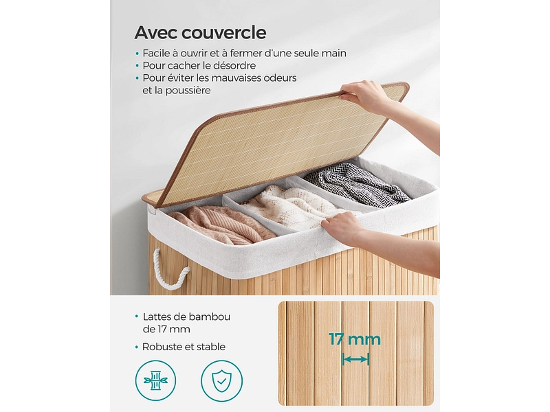 SONGMICS Portabiancheria LAVONA legno naturale