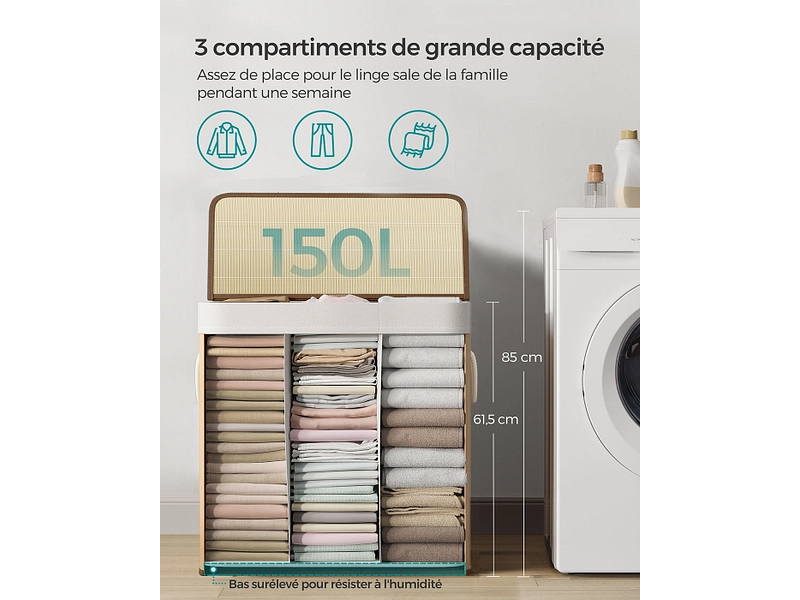 SONGMICS Portabiancheria LAVONA legno naturale